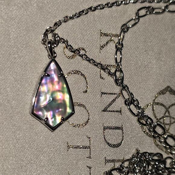 Kendra Scott Camry Lilac Abalone Rhodium Silver Tone multi strand necklace New